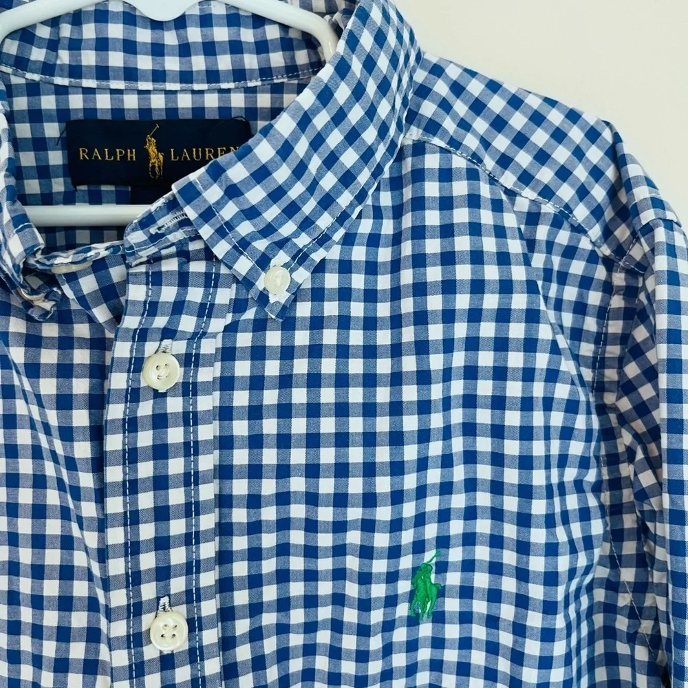 Ralph Lauren Blue and Green Gingham Button Down Shirt